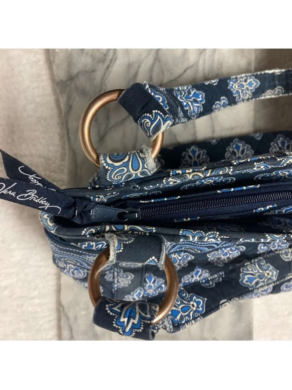 Vera Bradley Calypso Blue Paisley Purse Bag Multiple Compartments Zipper - Picture 10 of 13